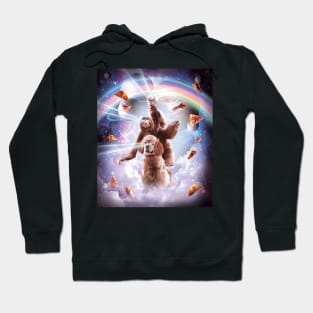 Laser Eyes Space Cat Riding Sloth, Dog - Rainbow Hoodie